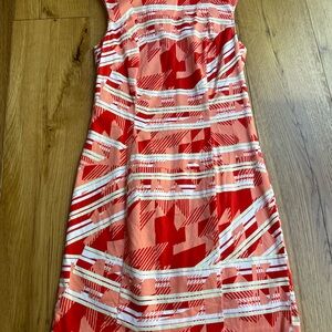 French Connection Red Geometric Dress Sleeveless Crew Neck